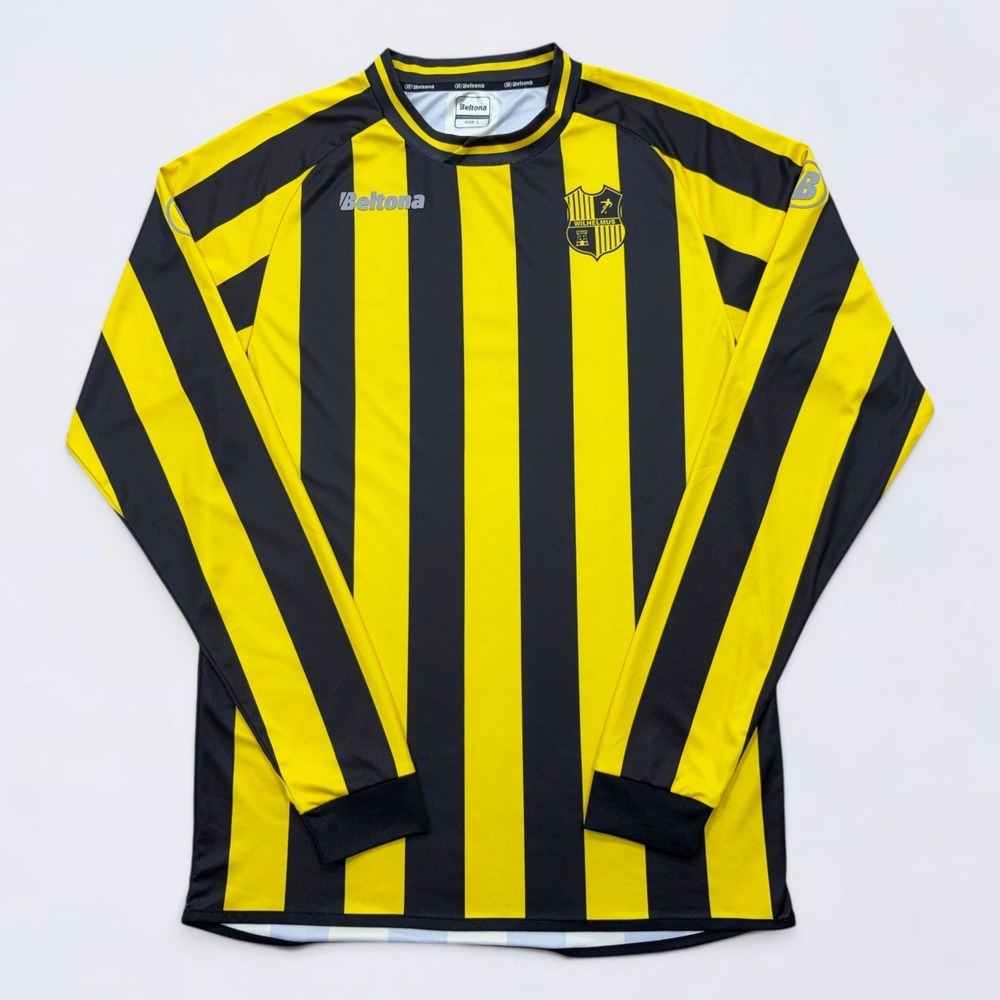 Beltona Soccer Jersey Mens L Yellow Black Striped Long Sleeve Wilhelmus Holland